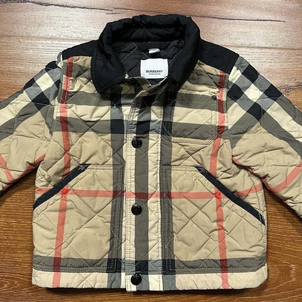 Burberry Quilted Jacket Baby 18 Months Beige Nova Check House Plaid Designer
